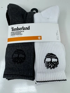 Timberland Men's Cushioned Crew Socks 6  Pairs Blue Gray Black  White Size L - Picture 1 of 5