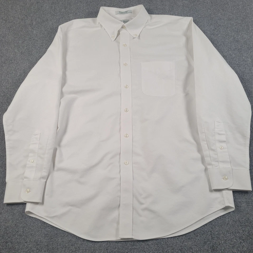 L.L.Bean Shirt Mens 16-33 White Button Down Wrinkle Free Slightly Fitted Pocket - Image 1 of 4