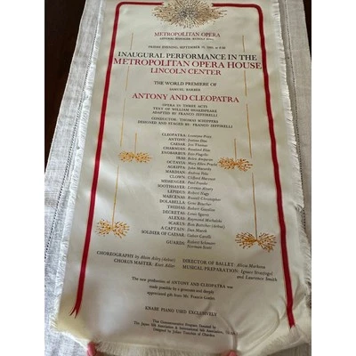 Inaugural Performance Met Opera House Premiere Antony Cleopatra Silk Program - Image 1 of 4