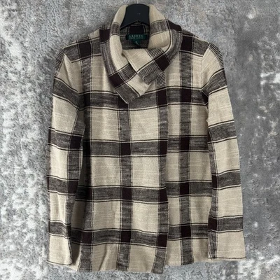 Lauren Ralph Lauren Talla M Chaqueta Capucha Cuello Dinero Antiguo Country Suéter Marrón Foto 1 de 4