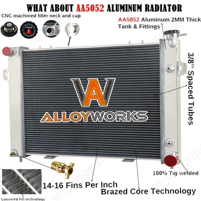Fit 1993-97 Jeep Grand Cherokee Grand Wagoneer 5.2 AT V8 3 ROW Radiator Aluminum Foto 1 de 4