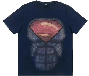 SUPERMAN 2XL XXL T- SHIRT BLAU BAUCHMUSKELN SUPERHELD FUN LUSTIG HERREN KURZARM - Bild 1 von 6