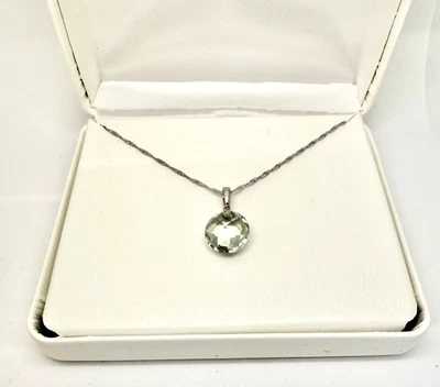 5.00 carat Aquamarine & Diamond 14k White Gold Pendant Necklace w/Card Appraisal - Image 1 of 4