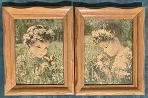 NICE PAIR OF VINTAGE CYDNEY GROSSMAN FRAMED TEXTURED PRINTS OF A LOVELY GIRL!! - Picture 1 of 11
