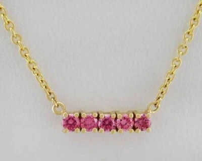 正品粉红色蓝宝石吊坠项链 14K 黄金 - 全新带标签 — 第 1/4 张图片