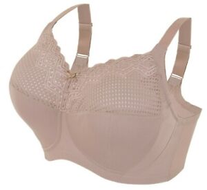 Glamorise COMFORT LIFT Bra 48H (STRETCH-STRAPS) Support (3-Piece Cups) Taupe NEW