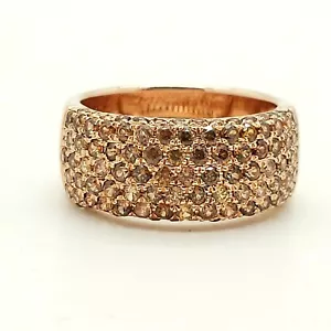 Nuevo Anillo PJC Plata Esterlina Oro Rosa Tono Amarillo Citrino Media Eternidad Talla 6 - Imagen 1 de 9