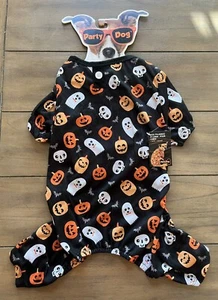 Halloween Dog Pajamas - LARGE PJs - Black - Pumpkins Ghosts Bats Skeletons - NWT - Picture 1 of 3