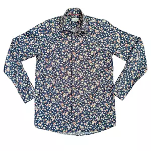 Camicia Eton Contemporanea Marina Fiori Floreali Manica Lunga Taglia Media 39 15 1/2 - Foto 1 di 9