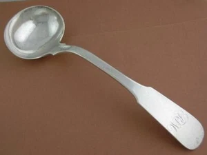 schwere frühe Münze Silber 9 1/2" Schöpfkelle SAMUEL HILDEBURN Philadelphia PA um 1810-1849 - Bild 1 von 7