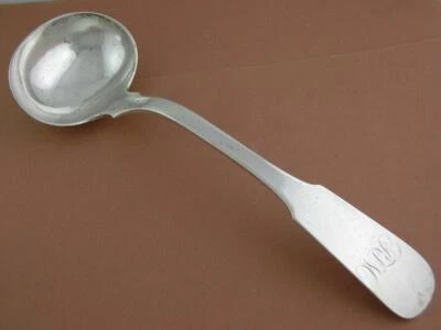 pesada moneda temprana plata 9 1/2" cucharón SAMUEL HILDEBURN Philadelphia PA c1810-1849 Foto 1 de 4