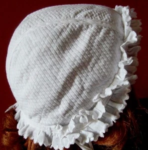 COIFFE ancienne begin coton pilou bébé poupée @ - Picture 1 of 3