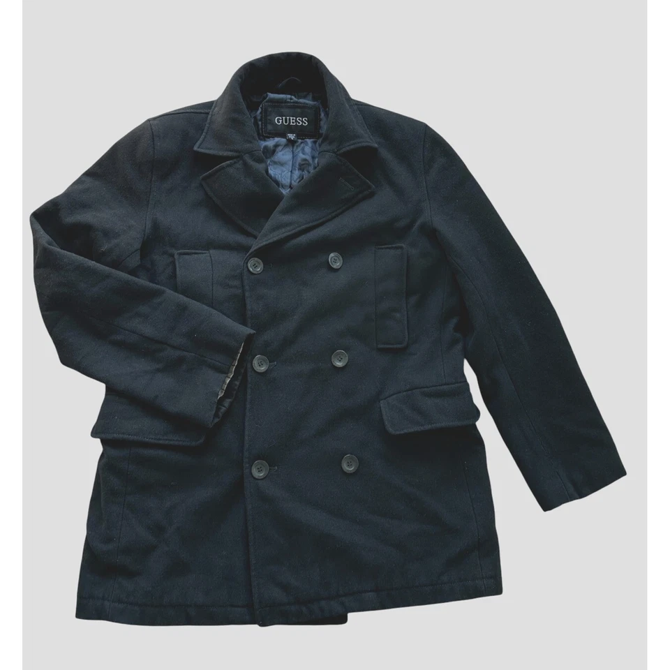 GUESS  Black  Wool blend Coat Men Size: S - Image 1 of 4