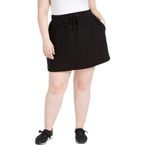 ID IDEOLOGY Black Solid Size LARGE Drawstring Short Skirt NEW Active - Picture 1 of 1
