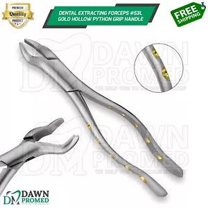 Pinzas de extracción dental #53L mango de agarre de pitón hueco dorado grado alemán - Imagen 1 de 8