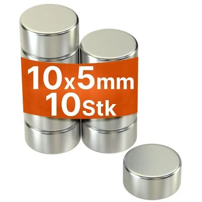 10 pz mini dischi magneti al neodimio potenza 10x5 mm 4,1 kg lavagna magnetica lavagna bianca - Immagine 1 di 4