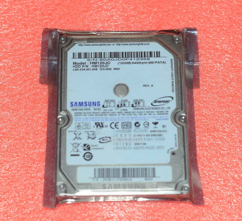 120GB Samsung PC Laptop HARD DRIVE HM120JC HM120HC HM121HC HM120IC IDE PATA - Image 1 of 4