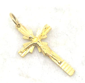Solid REAL 21k Yellow Gold Crucifix Cross Charm Pendant 3.5 grams New Condition - Picture 1 of 5