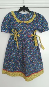 NOS Vintage OSHKOSH B'gosh girls 6X blue floral dress ruffle bows 80's 90's - Picture 1 of 9