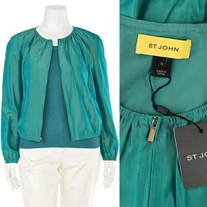 NWT St. John $695 Shimmering Iridescent Casual Jacket in Verde Multi sz 10 - Picture 1 of 9