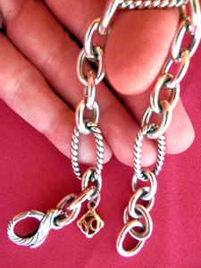 David Yurman Women's Bracelet Sterling Silver Figaro Charm Bracel 18K Tag 7.5" - Picture 1 of 10