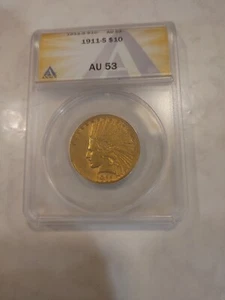 1911-S $10 Gold Indian AU53 Secure Rare Eagle - Picture 1 of 2