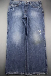 Men's Mossimo Jeans Loose 5 Pocket Medium Wash Distressed Size 36x30 (Msr 37x29) - Picture 1 of 10
