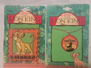VINTAGE 90's Disney Lion King Enamel Simba 16IN Necklace Vintage Gold Tone NEW! - Picture 1 of 11