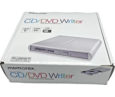 CD/DVD Writer Memorex Slim External DVD 8x CDR 24x USB Powered Open Box - Image 1 of 4