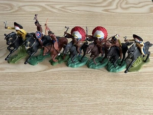 VINTAGE 60er / 70er Jahre, BRITAINS INDIANS ON HORSEBACK x 7....1/32 SPIELZEUGSOLDATEN. - Bild 1 von 18