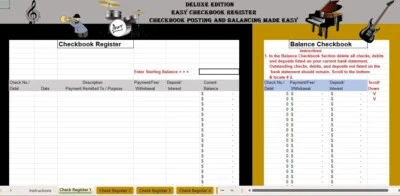 Checkbook Register Excel Spreadsheet, For PC or Android + FREE Budget Template - Image 1 of 4