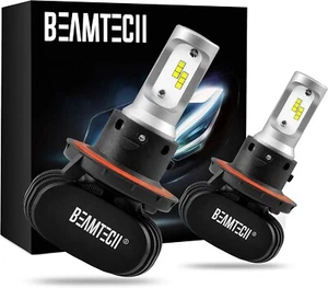 BEAMTECH H13/9008 LED Light Bulbs 10000LM 50W 6500K Cool White Pair S1 Fanless - Picture 1 of 7
