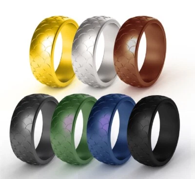 Paquete de 7 anillos de boda de silicona - bandas elásticas unisex para deportes, gimnasio y uso activo Foto 1 de 4