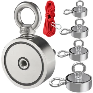 800 1300LB Neodymium Fishing Magnets Pulling Force Super Strong Round Rare Earth - Picture 1 of 33