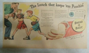 World War 2 Bread Is Basic Ad: The Lunch for Punch! 1940's Size: 7.5 x 15 inches - Picture 1 of 2