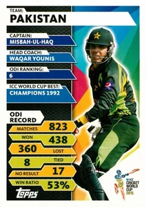 2015 PAKISTAN Cricket Card MISBAH-UL-HAQ World Cup - Bild 1 von 2