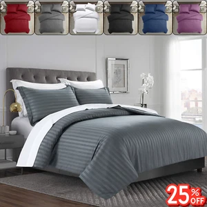 Egyptian Stripe Duvet Quilt Covers Luxury Bedding Set Single Double King Size - Picture 1 of 107