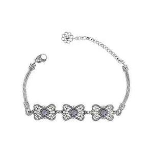 Bracciale maglia farfalla pietra preziosa ametista arte filigrana argento sterling - Foto 1 di 5