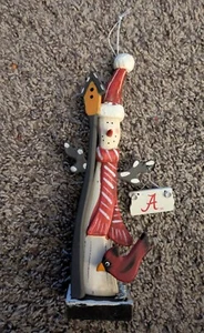 Alabama Crimson Roll Tide Wooden Snowman Ornament holding a Sign SAVE MONEY ๐ฐ๐ฐ - Picture 1 of 1