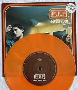 PULP -Disco 2000- Rare UK Orange Vinyl 7" +Picture Sleeve (Vinyl Record) - Imagen 1 de 5