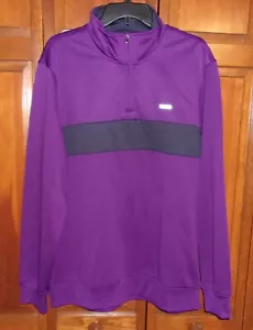 Izod Mens Golf 1/4 Zip Pullover Jacket - Purple/Black Medium Weight - XL - Picture 1 of 7