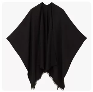 MELIFLUOS DESIGNED IN SPAIN Women's Black Shawl Wrap Cape Cardigan Sweater - Picture 1 of 1