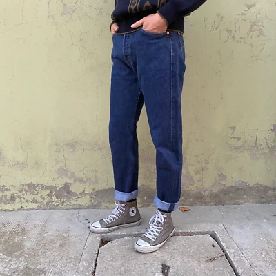 Vintage 80 Icónica Levi's 501 Vaqueros Hombre Clásico Denim Azul Pierna Recta - Imagen 1 de 4