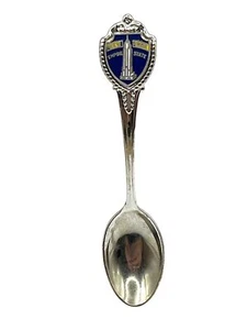 Collectible New York Empire State Souvenir Spoon With Blue Enamel Shield Detail - Picture 1 of 3