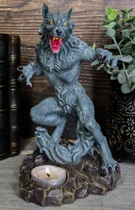 Gothic Werewolf Tea Light Candle Holder Statue Lycan Beast Wolf Man Figurine - Picture 1 of 7
