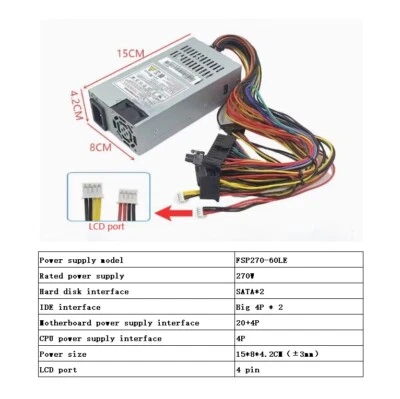 FSP FSP270-60LE 270W Mini ITX 1U Server Power Supply PSU Flex ATX LCD Port 4pin - Image 1 of 4