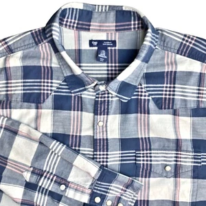 GAP ☆ Camisa occidental de manga larga Pearl Snap ☆ a cuadros azules ☆ para hombre talla XX-grande - Imagen 1 de 5