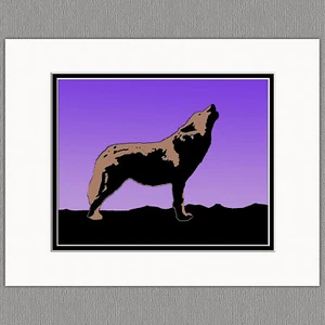 Gráficos coloridos Howling Wolf Sunset original 8x10 impresión artística mate 11x14 - Imagen 1 de 1