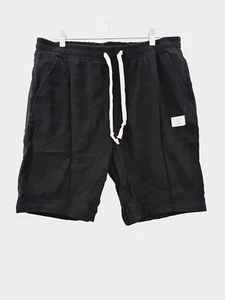 PLEPAN Men's XL Shorts Casual Black Lounge Corduroy Drawstring Elastic Waist NWT - Picture 1 of 17