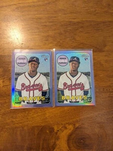2018 Topps Heritage Ronald Acuna Jr. lila Refraktor 2 Karten Set #580 - Bild 1 von 2